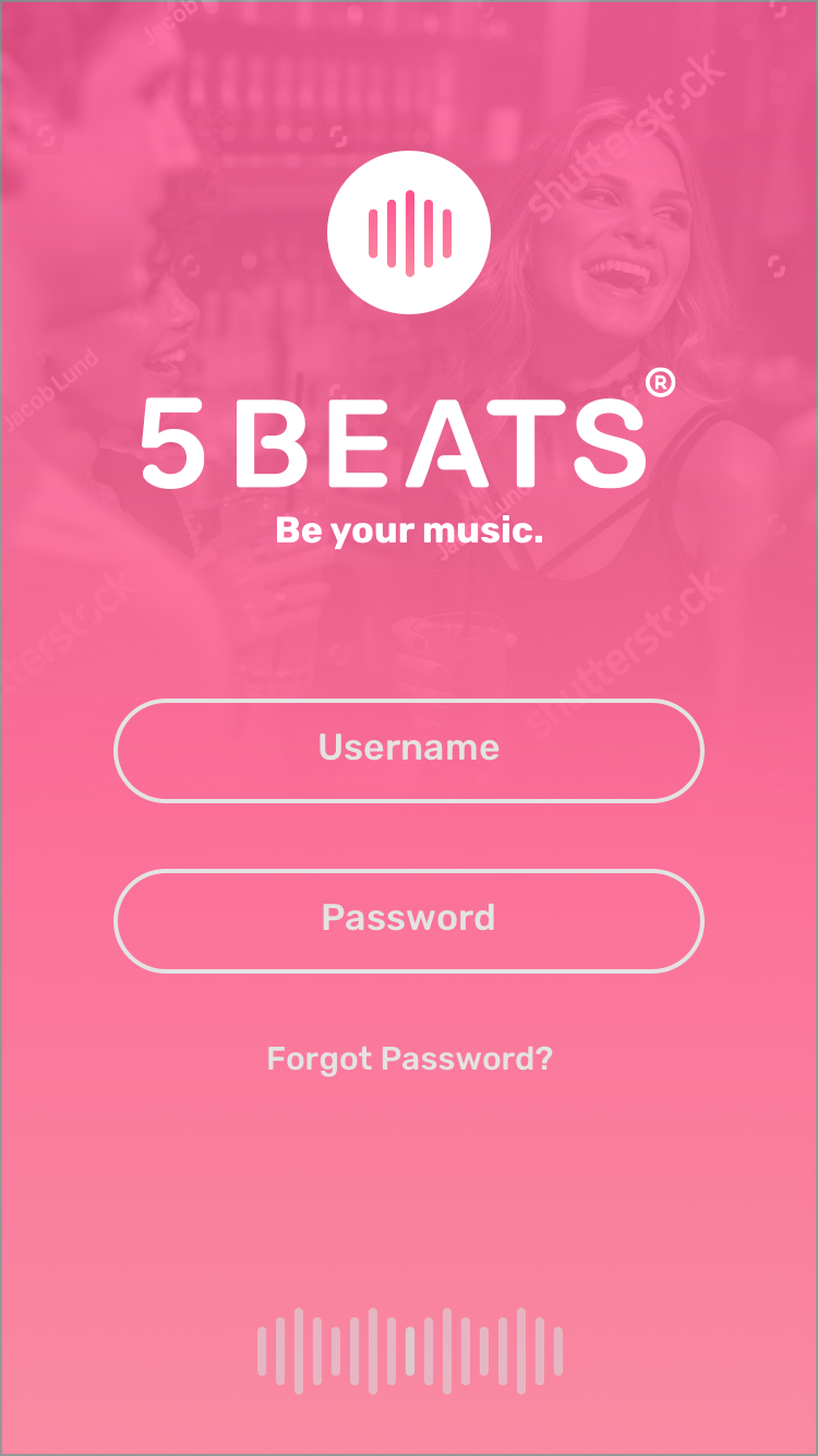 5 Beats Be your Music 1Log in Usuario 5 beats Tu App para controlar la música fuera de casa Haz sonar tus canciones en tus locales favoritos Toma el control de la música