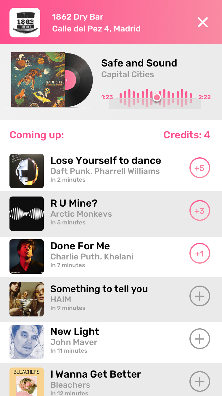 5 Beats Be your Music 5Bar Menu 2 5 beats selecciona locales favoritos y canciones